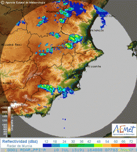 Fig.3: Radar data from AEMET @ 1640 MESZ