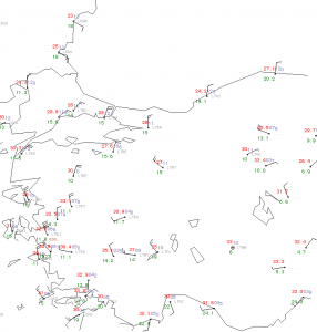 Fig. 3a: 14 UTC Mon 15 July 2013 surface map (zoom onto Turkey).