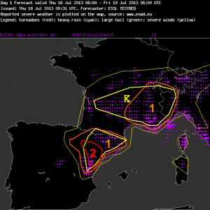 Fig. 2: Day 1 forecast valid for Thu 18 July 2013.