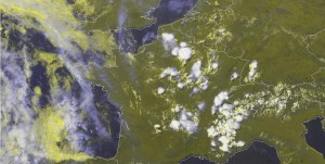 Fig. 3a: E-View satellite image at 1330 UTC Mon 22 July 2013.
