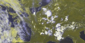 Fig. 3b: E-View satellite image at 1430 UTC Mon 22 July 2013.