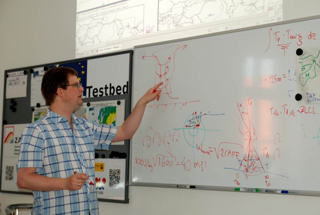 Pieter Groenemeijer discussing the importance of rotation in convective cells on the strength of the updraft.  